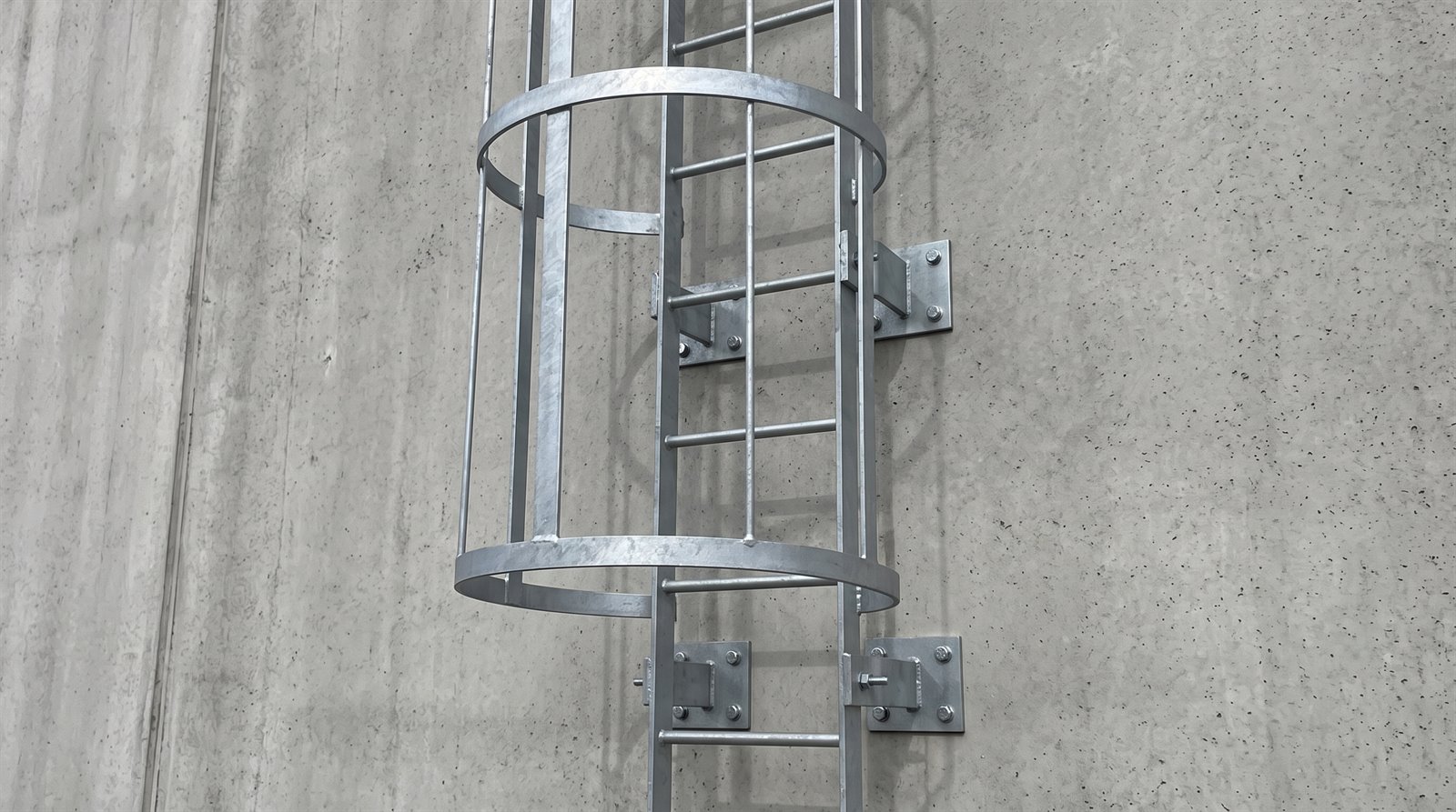 Galvanizli kafesli kedi merdiveni, beton duvara civatalı